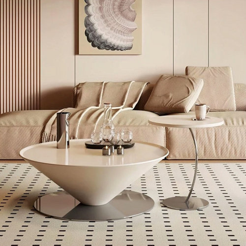 STAR BANNER Simple Cream Style Round Coffee Table Combination Coffee